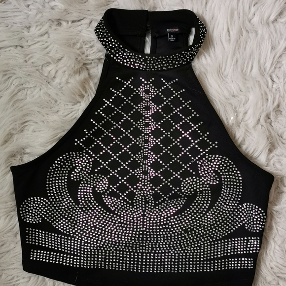 Fashion Nova Bedazzled Crop Top - Picture 1 of 1